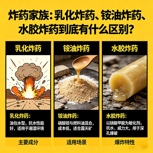 内江炸药家族：乳化炸药、铵油炸药、水胶炸药到底有什么区别？